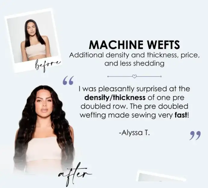 Testimonial - machine wefts extensions