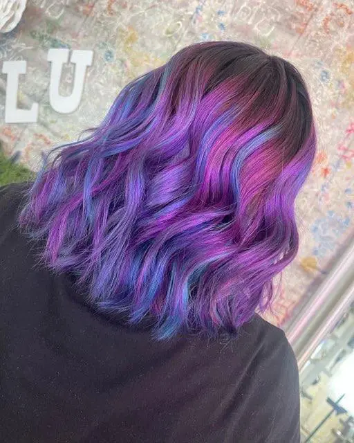 purple and pink dyed hair